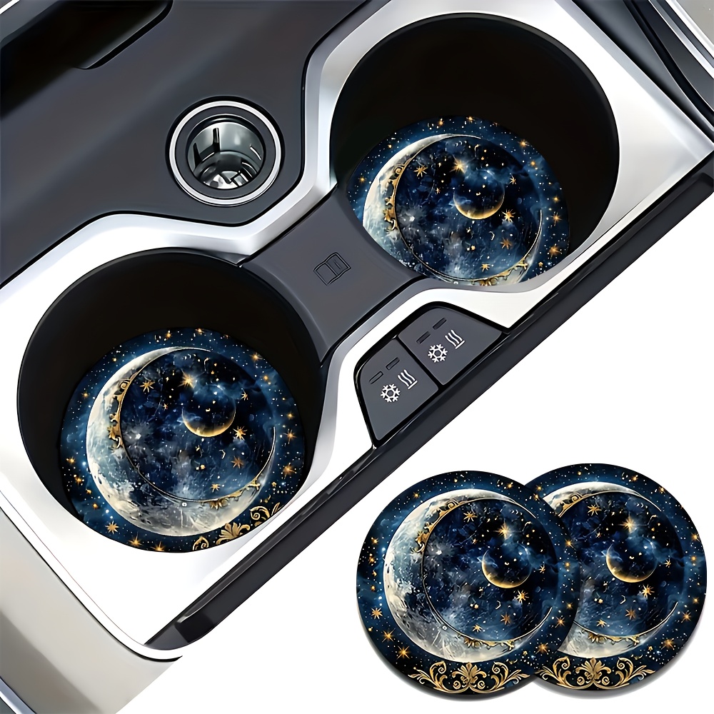 Car Accessories For Women - 2 Stück Starry Night Moon Auto-Getränkeuntersetzer
