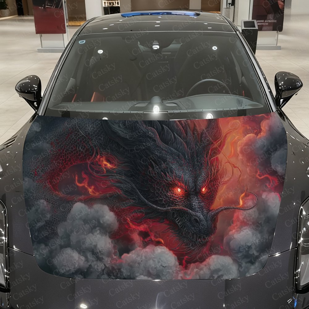 Car Accessories Gift Ideas - Black Dragon Autohaubenaufkleber – selbstklebendes wasserdichtes