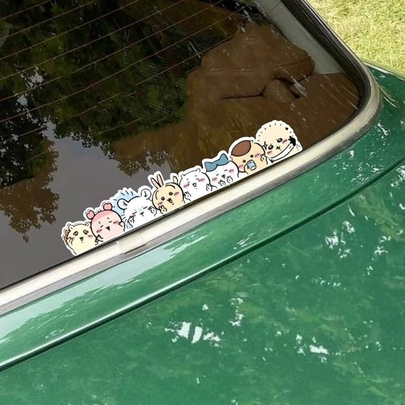 Car Accessories Japanese - Kawaii Chiikawa Niedliche Cartoon-Statik-Aufkleber für Autoglas