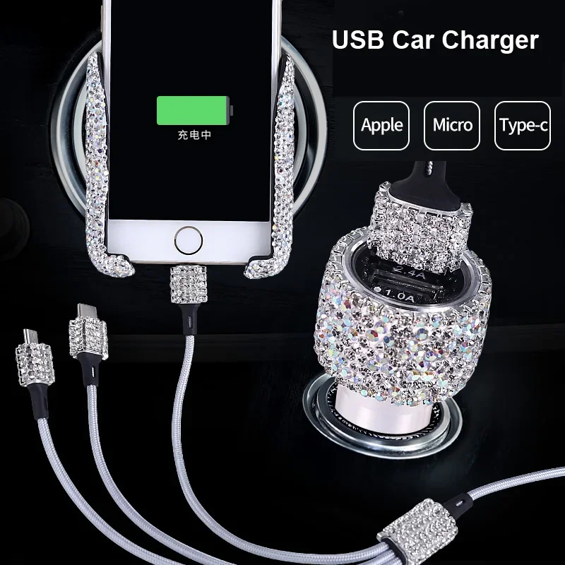 Car Accessories For Women - USB-Autoladegerät 5V 2.1A Dual-Port Schnelladapter, Pink.