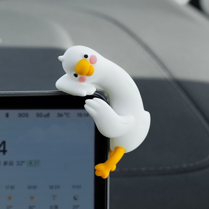 Car Accessories For Interior - Niedliche Cartoon Weiße Ente Auto-Bildschirm-Hängedekoration Kleine