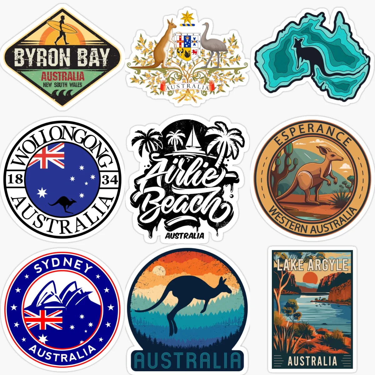 Car Accessories Australia - Australien-Flagge Karte Känguru-Emblem Kreative PVC-Autoaufkleber für